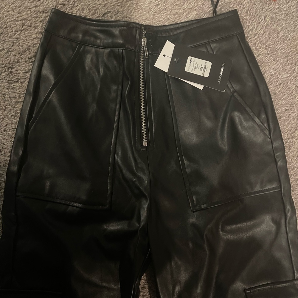 Fashion nova leather cargo pants